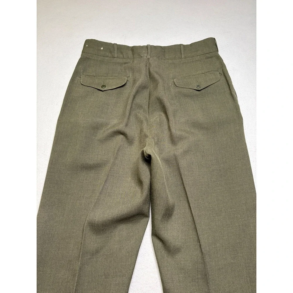 Vintage Military Trousers Mens 32X32‎ Olive Green 70s Durable Press Workwear